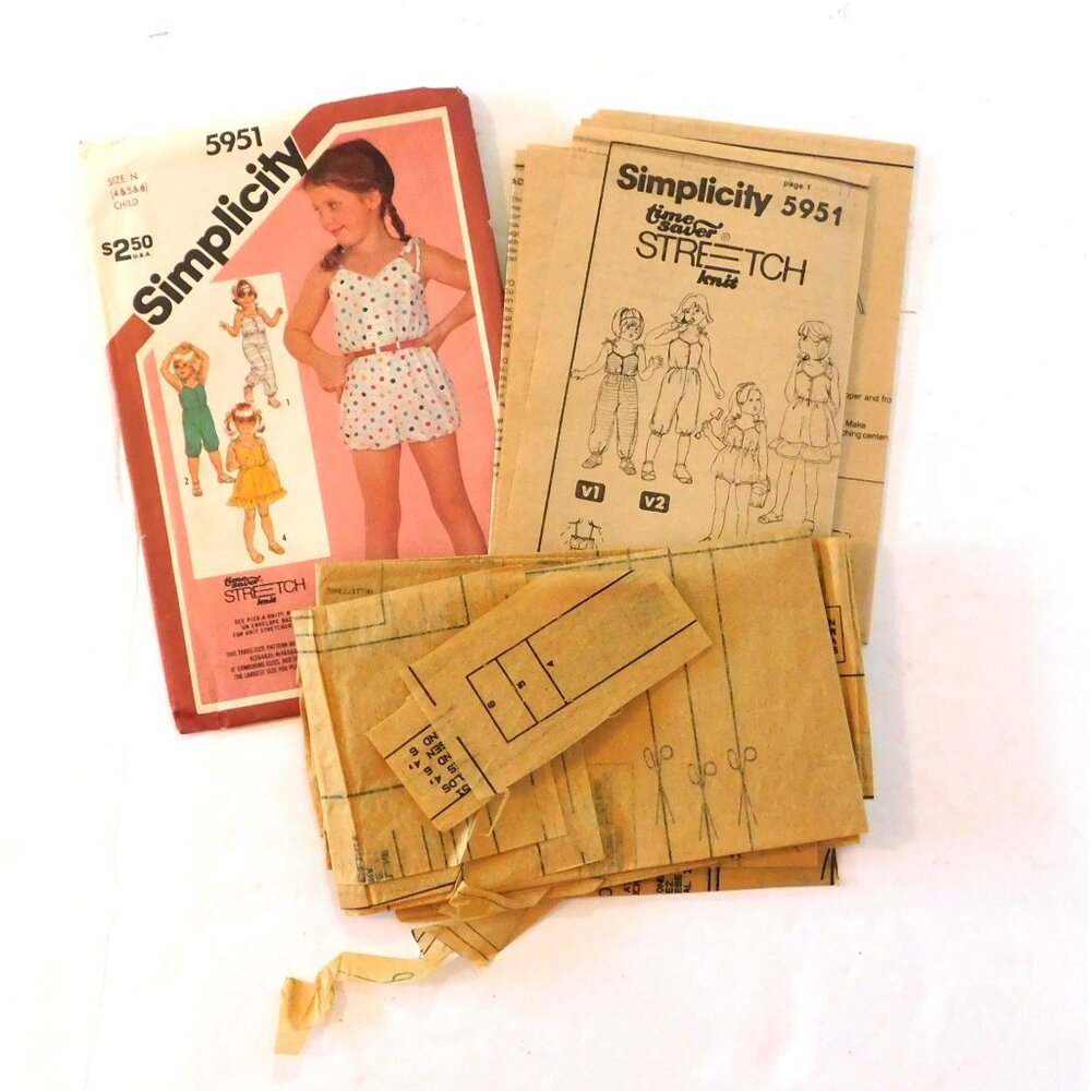 Simplicity 5951 Childs Jumpsuit Sundress Vintage Sewing Pattern Size 4 5 6 Cut - Picture 5 of 5